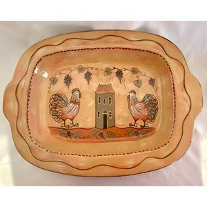 Lang Redware Wine Country Large 16 x 12 Platter Serving Dish Ovenware Folkart